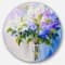 Designart - Blue and White Lilacs in Vase' Ultra Glossy Floral Metal Circle Wall Art